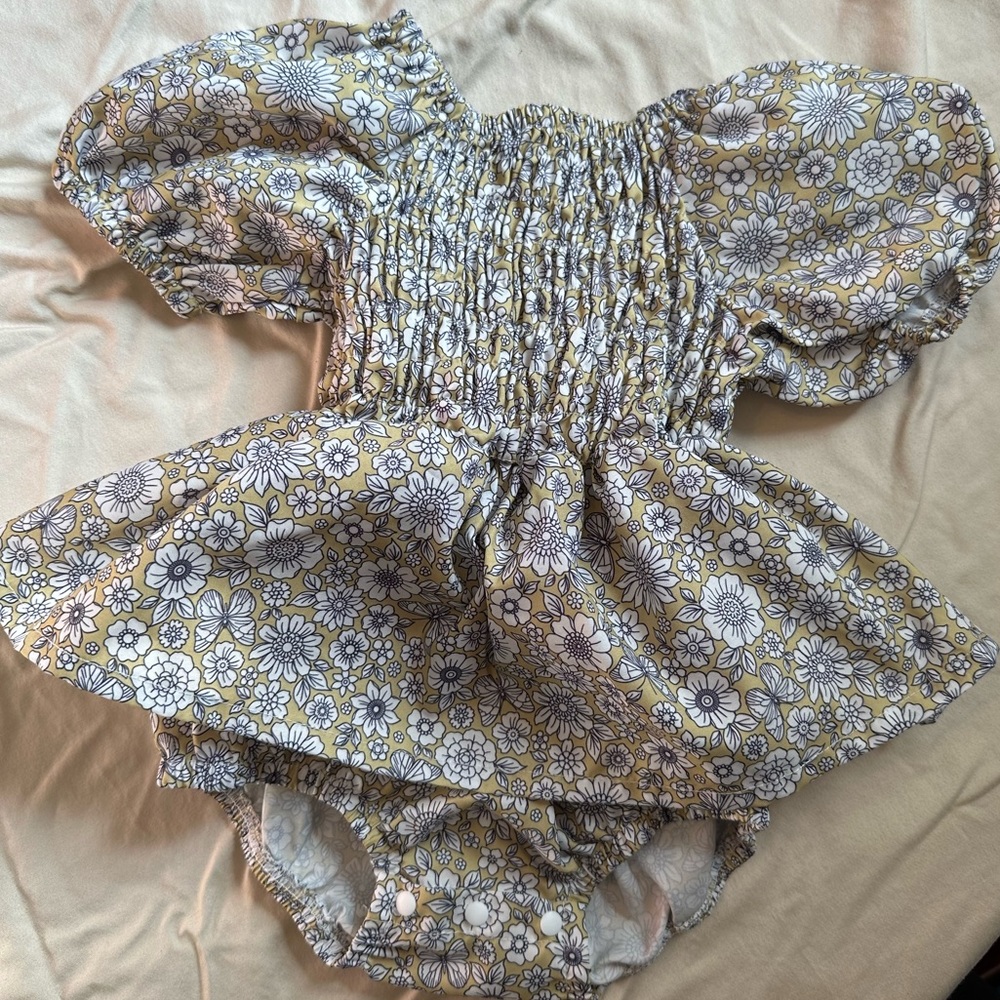 Floral skirted romper with tie
